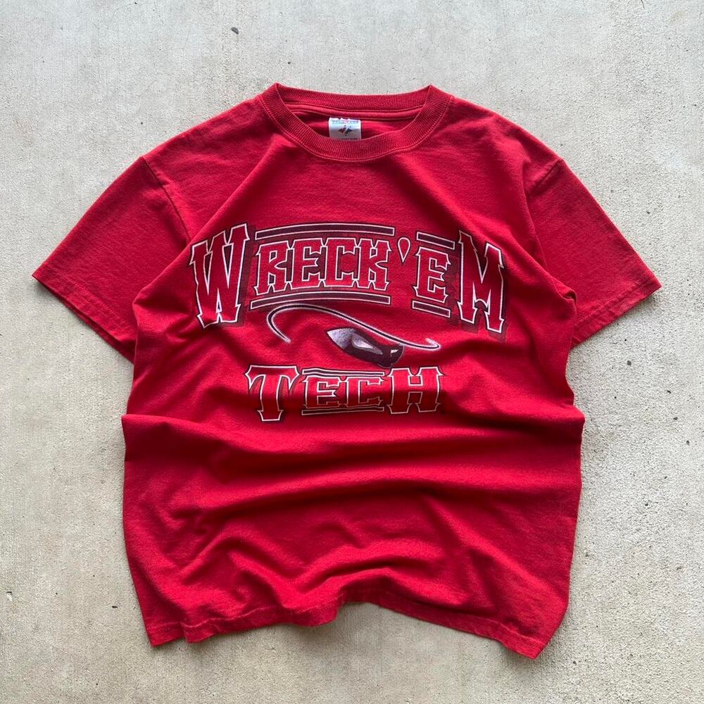 Vintage Texas Tech Front and Back Print Red Tee